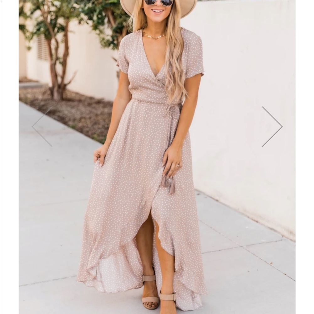 New Pink Lily Polka dot Maxi Dress Medium